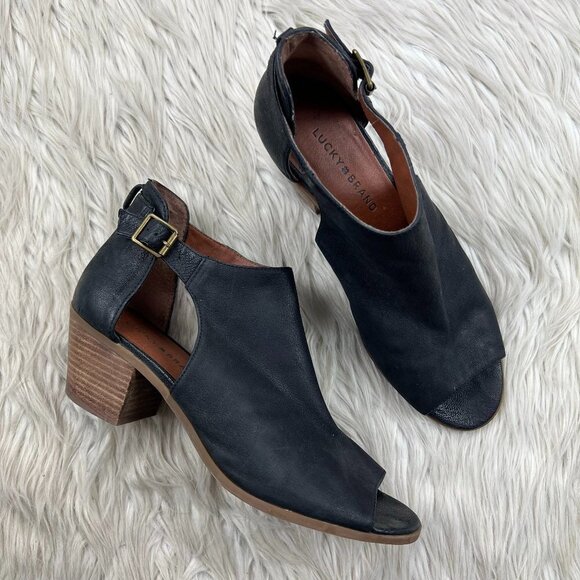 Lucky Brand Peep Toe Barimo Cut Out Booties - Picture 1 of 8